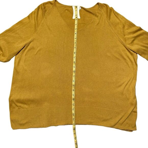 J. Jill Women's Silk Cotton Sweater Tunic Honey Yellow V-Neck Ribbed Hem Size XL - Picture 6 of 8